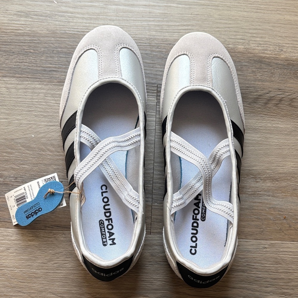 adidas Women’s Slip-On Cloudfoam Sneakers in Off-White and Black